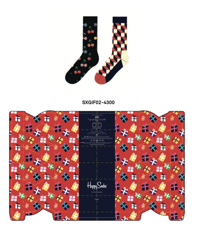 Skarpetki Happy Socks  Giftbox Candy Cane Cracker 2-Pack Red