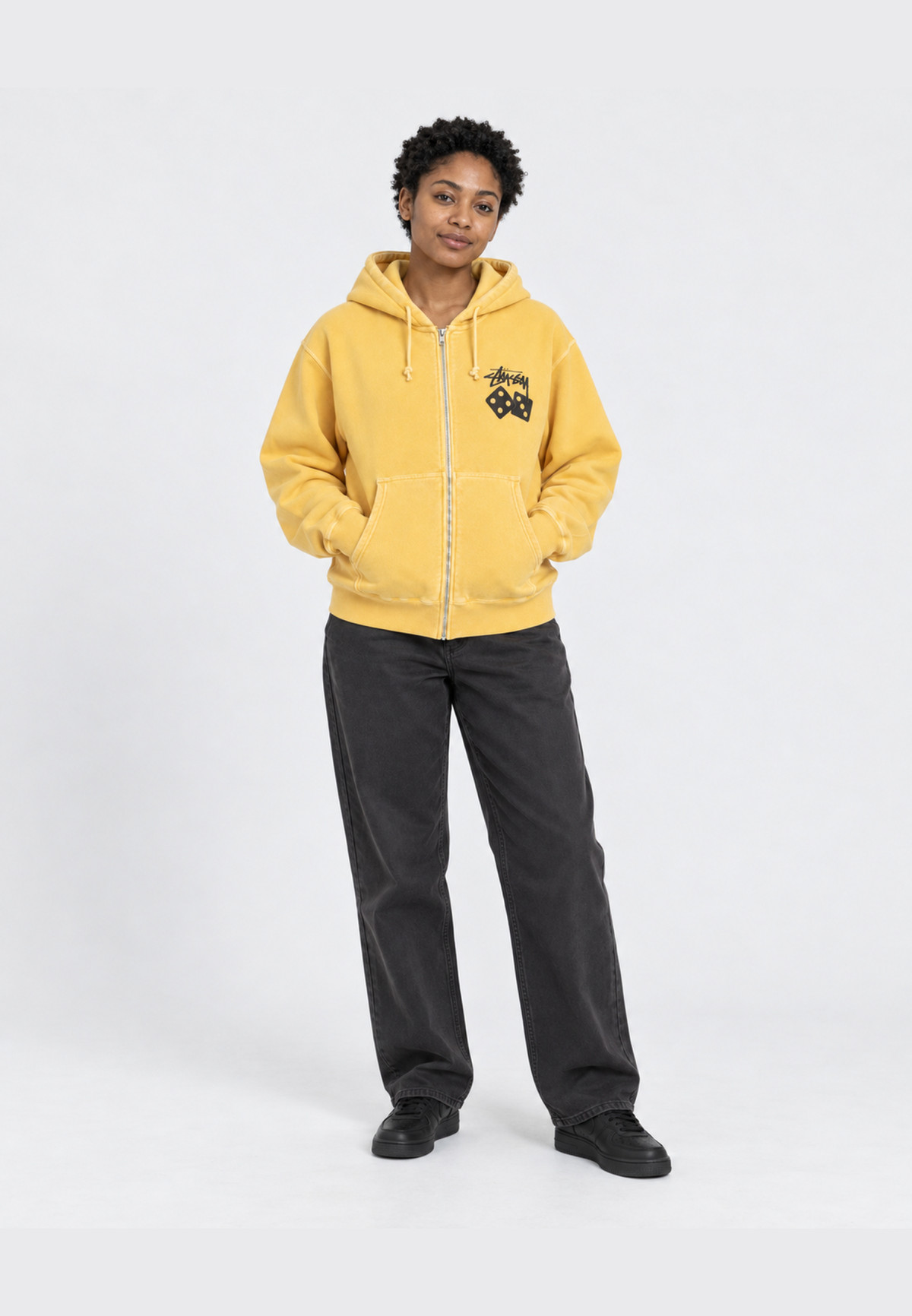 Stussy Dice Pig. Dyed Zip Hood Yellow