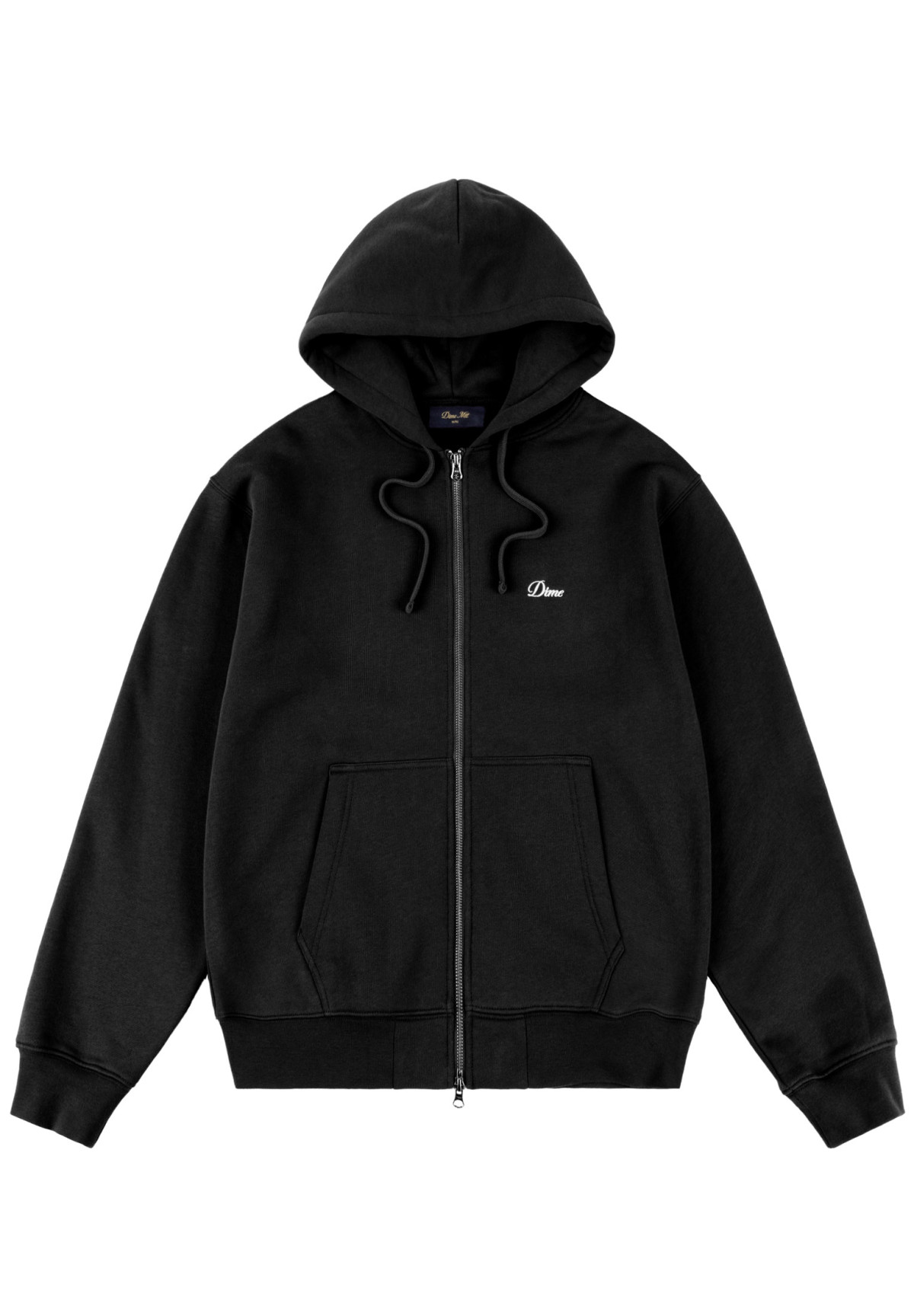 Dime Cursive Zip Hoodie Black