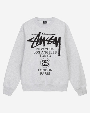 Stussy World Tour Crew Ash Heather