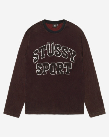 Stussy 2 Tone Cotton Mesh LS Crew Black