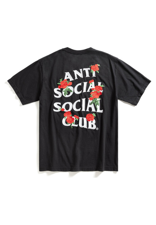 Anti Social Social Club Embroidered Rose Kkotch Tee Black