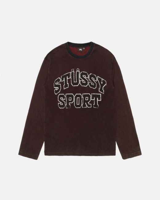 Stussy 2 Tone Cotton Mesh LS Crew Black