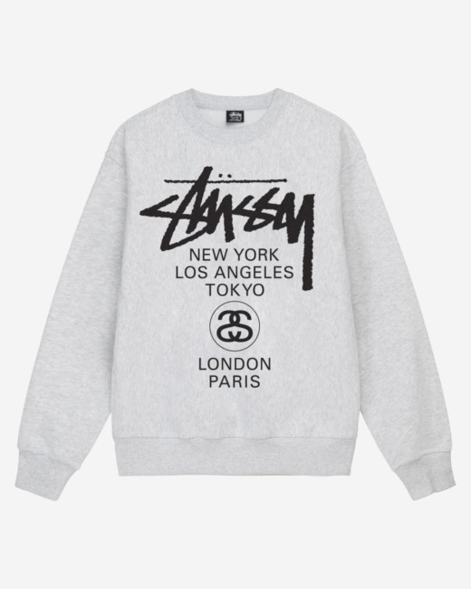 Stussy World Tour Crew Ash Heather