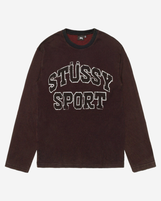Stussy 2 Tone Cotton Mesh LS Crew Black
