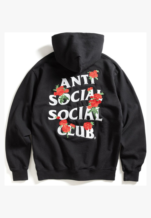 Anti Social Social Club Embroidered Rose Kkotch Hoodie Black