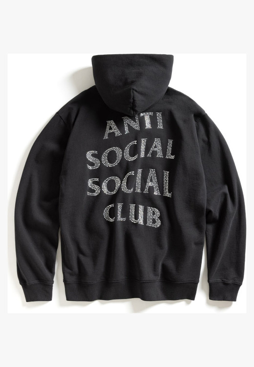 Anti Social Social Club Rhinestone Zip Up Hoodie Black