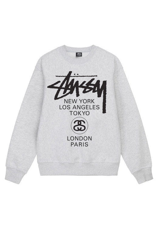 Stussy World Tour Crew Ash Heather