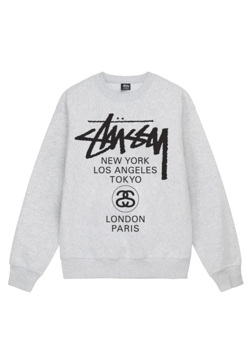 Stussy World Tour Crew Ash Heather