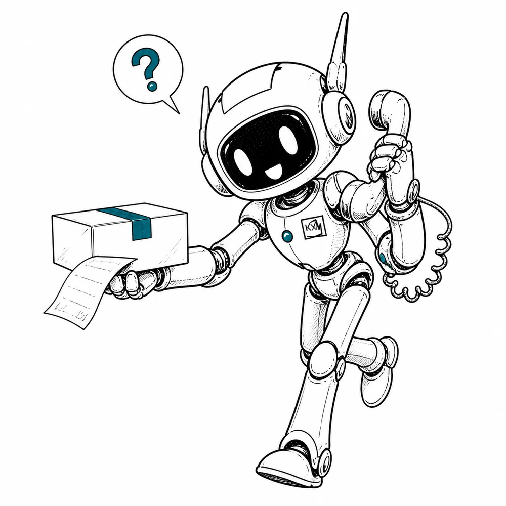 KXM robot offering help with an order